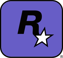 The capital letter "R" in black, with a five-pointed, black-outlined, white star appended to its lower-right. Both lay on a purple square with a black outline and rounded corners.