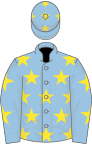 Light blue, yellow stars