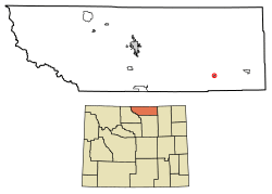 Location of Clearmont in Sheridan County, Wyoming.