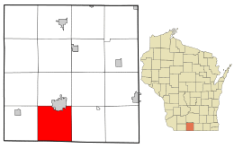 Location in Green County and the state of Wisconsin.