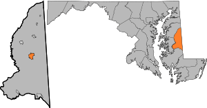 Location in Caroline County and the U.S. state of Maryland