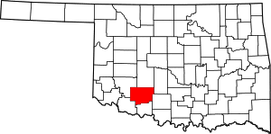 Map of Oklahoma highlighting Comanche County