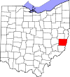 State map highlighting Belmont County