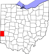 State map highlighting Preble County