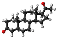 Ball-and-stick diagram of the same steroid