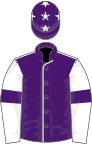 Purple, white seams, white sleeves, purple armlets, purple cap, white stars