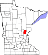 State map highlighting Kanabec County