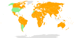Parties (orange), signatories (green), non-signatories or not member (grey).