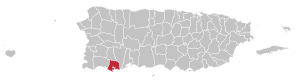 Map of Puerto Rico highlighting Guánica Municipality