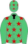 EMERALDGREEN, Red stars, EmeraldGreen sleeves, EmeraldGreen cap and Red stars