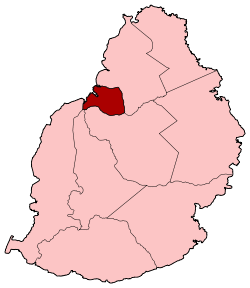 Map of Mauritius island with Port Louis District highlighted