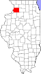 State map highlighting Whiteside County