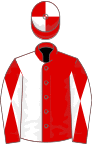 Red And White halved, Diabolo On Sleeves, Quartered Cap