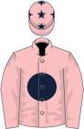 Pink, dark blue disc, stars on cap