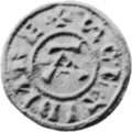 A black and white photo of an Anglo-Scandinavian coin