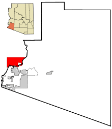Yuma County Incorporated and Unincorporated areas Quechan Tribe highlighted.svg