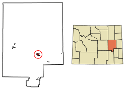 Location of Douglas in Converse County, Wyoming.