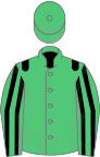 Emerald green, black epaulets, black and emerald green striped sleeves