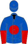 Royal Blue, Red disc, halved sleeves, Royal Blue cap