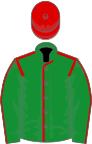 Green, red seams and cap
