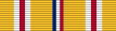 Width-44 yellow ribbon with central width-4 Old Glory blue-white-scarlet stripe. At distance 6 from the edges are width-6 white-scarlet-white stripes.
