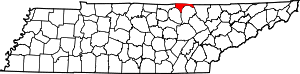 Map of Tennessee highlighting Pickett County