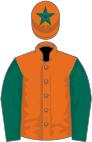 Orange, dark green sleeves, star on cap