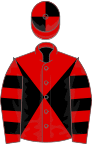 Red and black diabolo, hooped sleeves, quartered cap