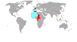 The gradual loss of all Vichy territory to Free France and the Allies.