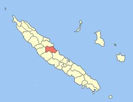 Location of the commune (in red) within New Caledonia