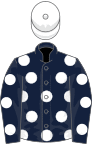 Dark blue, white spots, white cap