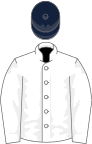 White, dark blue cap