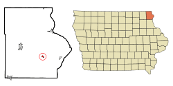 Location of Waterville, Iowa