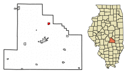 Location of Findlay in Shelby County, Illinois.