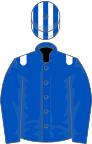 Royal blue, white epaulets, striped cap