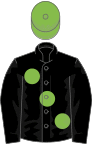 Black, large Light Green spots, Light Green cap