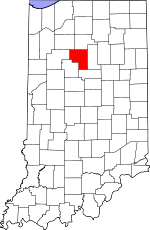 Map of Indiana highlighting Cass County