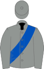 Grey, royal blue sash
