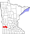 State map highlighting Yellow Medicine County