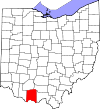 State map highlighting Adams County