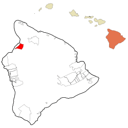 Location in Hawaii County and the state of Hawaii