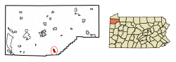 Location of Cochranton in Crawford County, Pennsylvania.