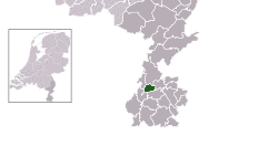 Highlighted position of Beek in a municipal map of Limburg