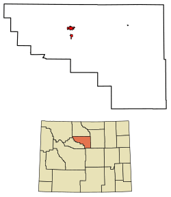 Location of Worland in Washakie County, Wyoming.