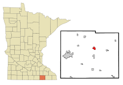 Location of Dexter, Minnesota