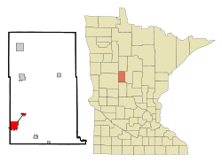 Location of the city of Wadena within Wadena County, Minnesota