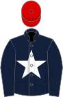 Dark blue, white star, red cap