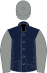 Dark blue, grey sleeves and cap
