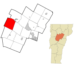 Location in Washington County and the state of Vermont