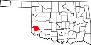Map of Oklahoma highlighting Greer County